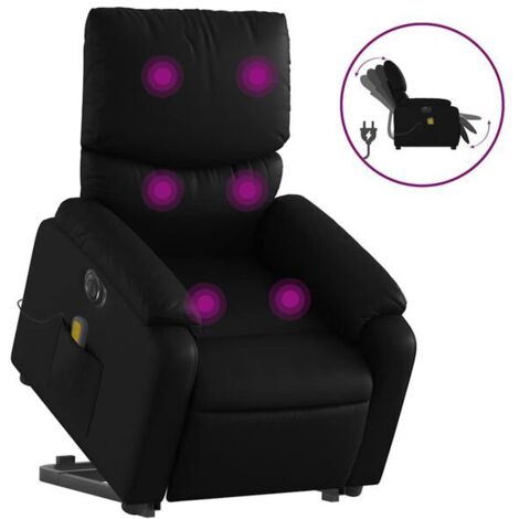 Chaise électrique de massage en similicuir noir – Siège relaxant ergonomique avec fonctions chauffage, vibration et réglage inclinable – Pour salon ou bureau (1/5)