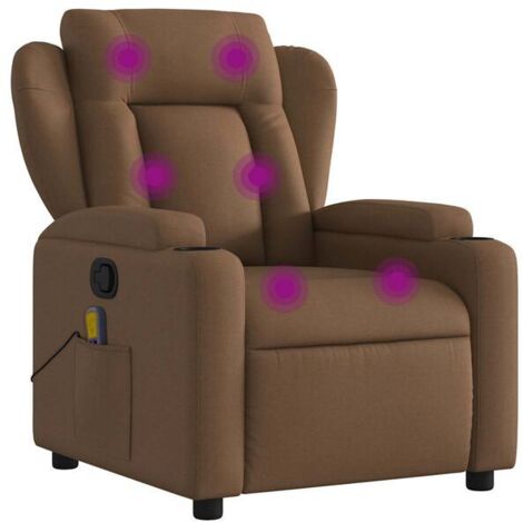 fauteuil de massage inclinable en tissu marron