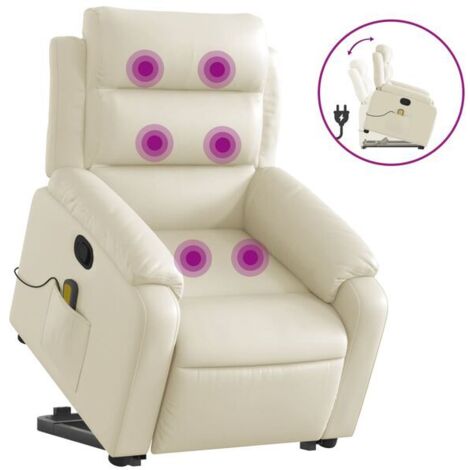 Fauteuil de massage inclinable en similicuir beige
