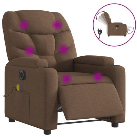 Fauteuil inclinable de massage électrique en tissu marron