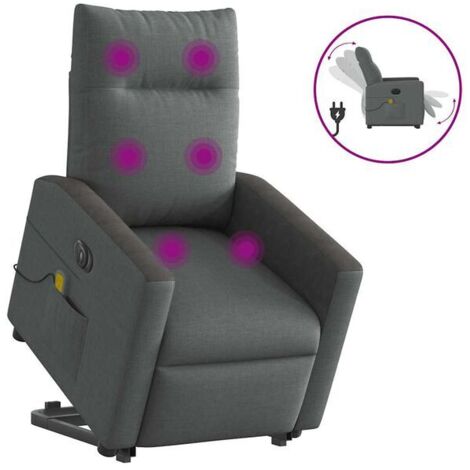 Fauteuil inclinable de massage électrique en tissu gris foncé