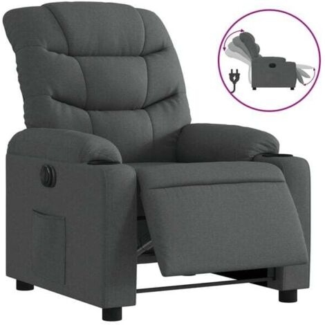 Fauteuil inclinable électrique en tissu gris foncé