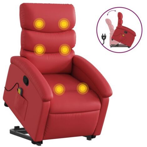 Fauteuil de massage inclinable en similicuir rouge