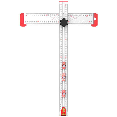 Équerre multifonction en aluminium pour menuiserie bois – Règle de traçage précise avec repères intégrés, équerre combinée T et à angle droit, 60 cm-lsw (1/5)