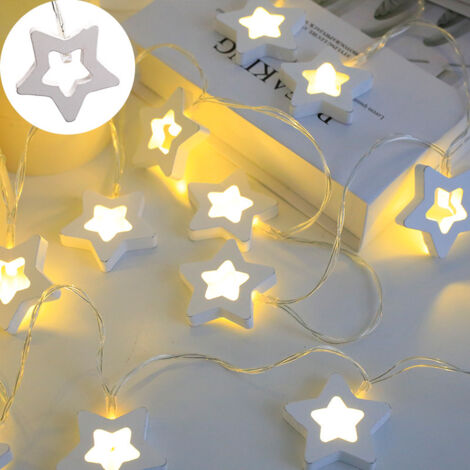 Guirlande lumineuse LED en forme d’étoile à 5 branches – 6 m, 40 ampoules clignotantes, piles incluses – Décoration festive intérieure/extérieure pour Noël, anniversaires et événements-lsw