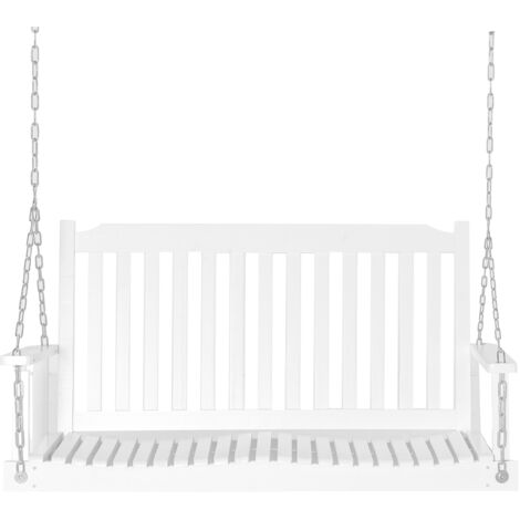 Balancelle double en bois – idéale pour les patios et terrasses, blanc élégant (117x69x60 cm)