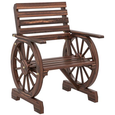 Chaise de jardin en bois carbonisé, modèle à roulettes – élégance rustique (1/4)