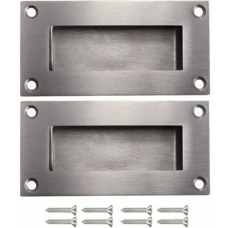 Poignées de porte poignée cachée poignée remplaçable pour porte coulissantes sans manche, Anticollision rectangulaires simple mais à la mode en acier inoxydable brossé satiné 2 pièces (1/5)