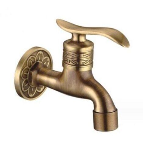 Robinet universel en laiton antique, robinet de machine à laver mural pour buanderie et salle de bain, robinet d'eau froide long à tuyau unique pour jardin extérieur (1/5)