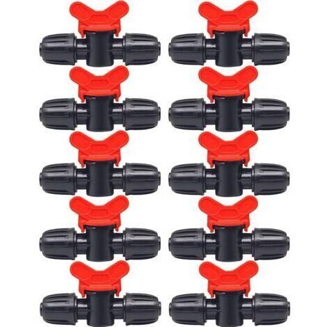 10 Pièces Vanne Commutation d'Irrigation, Irrigation Pipe Valve Switch, Robinet Jardin en Plastique PE, Robinet Barbelé Double Mâle, pour L'irrigation des Pelouses de Jardin, pour 16mm Tuyau (1/5)