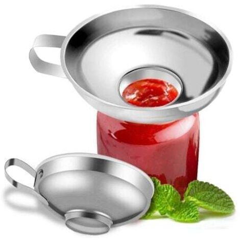 Entonnoir Cuisine Inox, Inoxydable Acier Entonnoir Large Ouverture En Métal Avec Poignée Pour Transfert Huile Liquide Confiture Alimentaire, Funnel Argent, Petit Et Grand (1/5)