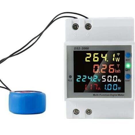 Compteur électrique monophasé, AC40-300V 100A 6 en 1 Compteur électrique intelligent WiFi sur rail DIN Compteur d'énergie intelligent avec CT externe