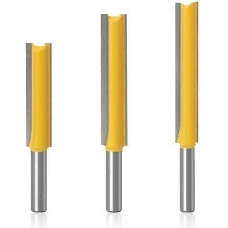 3 Pièces Fraise Defonceuse 8mm, Fraise à Copier, Mèches Carbide Router Bits, Fraise Bois Extra-longue, Fraise a Rainurer Menuiserie, Fraise Droite pour le Travail du Bois