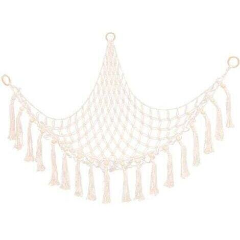 1 hamac de rangement pour jouets, hamac bohème pour jouets en peluche, support de rangement suspendu pour chambre d'enfant, blanc (1/5)