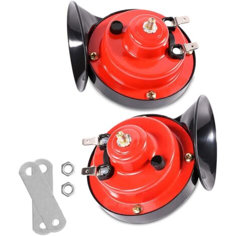 Klaxon de voiture étanche, paire rouge haute/basse fréquence, compatible 24 V, type escargot-lsw