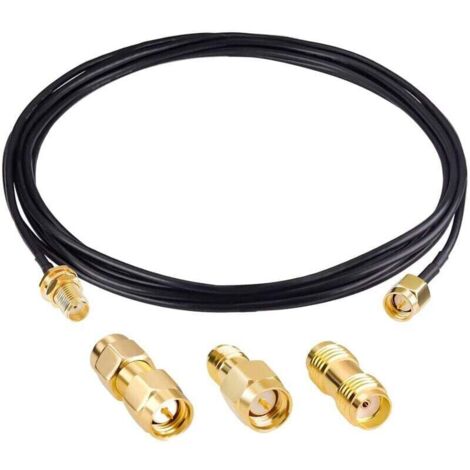 Cable Coaxial SMA male vers SMA femelle, cloison RG174, cable de 10 pieds/3m avec 3 adaptateurs coaxiaux SMA