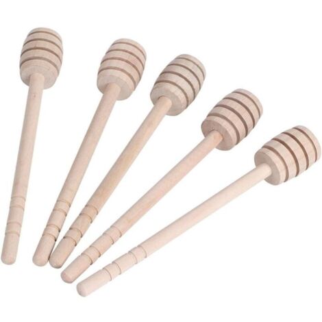 5 pièces Barre d'agitation au Miel, cuillère à Miel en Bois, bâton écologique Dipper Dessert Tige d'agitation Fournitures d'apiculture Outils