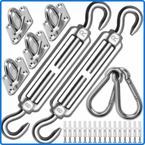 Kit de fixation de voile d'ombrage M8 très résistant, kit de fixation pour auvent en acier inoxydable 304 pour triangle et carré, kit d'accessoires (M8) (1/5)