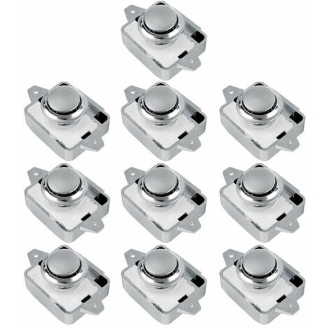 10PCS Bouton poussoir serrure SA RV tiroir placard bouton de porte camping-car caravane (argent 10 pièces) -