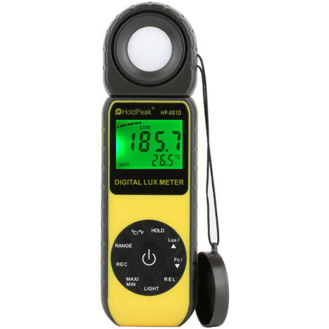 Digital Luxmetre Numerique 400,000 Luminosité/Clair au Mètre,Mesureurs de Lumière,Mesureur de Température Ambiante avec Portée Jusqu'à 400,000 Lux,1–40000FC Luxmetre（881D）