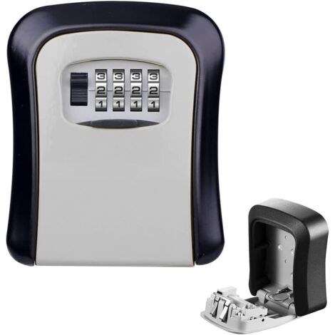 Coffre-fort à combinaison 4 chiffres – Serrure métallique étanche – 10 000 combinaisons – Capacité jusqu'à 5 clés – Pour intérieur et extérieur