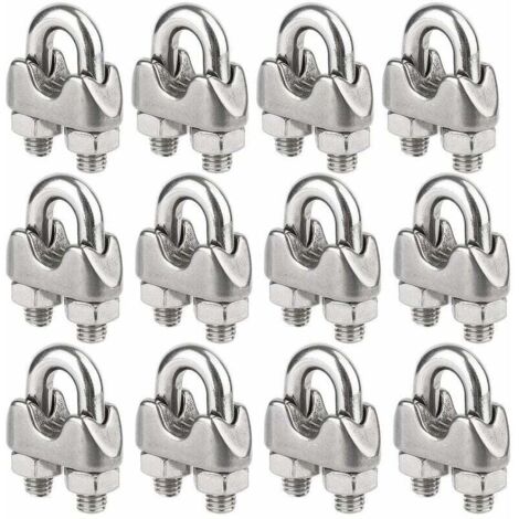 Lot de 12 Serre-câbles étrie en Acier Inoxydable pour Câble Métallique de 4mm Diamètre(M4) (1/5)