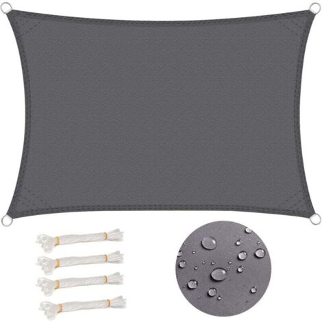 Voile d'ombrage rectangulaire 3x4 m Imperméable Anti 93% UV résistant à l'eau Protection Contre Le Vent Polyester avec Protection UV pour Jardin terrasse Camping Gris (1/5)