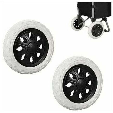 Ikodm – Roues de caddie 2 pièces – Caoutchouc et EVA – Pour chariots de provisions et bagages – Installation facile – 3.5D x 16W x 16H cm