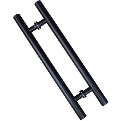 Ikodm – Poignée de porte coulissante en H – Acier au carbone noir – Longueur 600 mm – Espacement des trous 400 mm – Antirouille et anticorrosion (1/5)