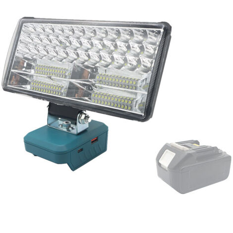 Ikodm Lampe de travail LED Lampe de travail extérieure portable avec port de recharge USB,8 pouces 3300lm lampe de poche,compatible avec MaKita 14.4V-20V la batterie au lithium BL1860B BL1850B BL1840