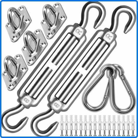Kit de fixation de voile d'ombrage M8 très résistant, kit de fixation pour auvent en acier inoxydable 304 pour triangle et carré, kit d'accessoires (M8) Ikodm (1/5)