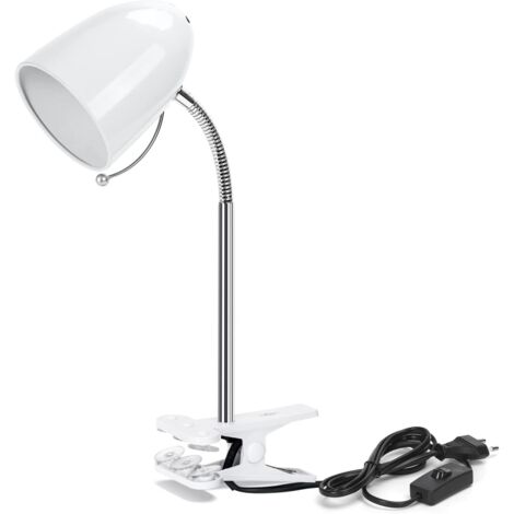 Lampe à pince rétro, lampe de bureau clipable, sans ampoule, compatible avec ampoules LED de modèle E27, bras métallique flexible, câble avec interrupteur, lampe de lecture pour lit, lampe à pince, co