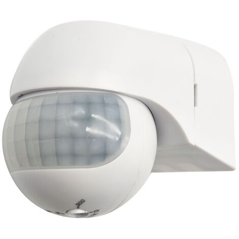 1x Infrarouge Détecteur de Mouvement - pour l'intérieur et l'extérieur Portée jusqu'à 12m à 180° Rotatif Inclinable IP44 Protection Contre Les Projections d'eau Blanc