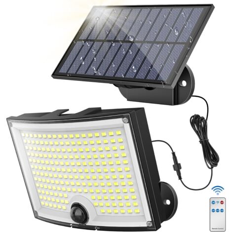 Lampe Solaire Extérieur Detecteur de Mouvement【202 LED  3 Mode  210°Iluminació  IP65】 Lumiere Solaire Exterieur  Spot Led Extérieur  Projecteur Exterieur Led  1 Paquet [Classe énergétique A]