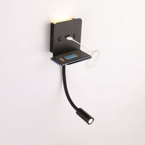 Applique murale + liseuse led 3W + 6W avec port usb - Noir (1/5)
