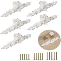 5pcs Leaf Shaped Door Handle Retro Cupboard Door Knob Decorate Drawer, Dresser, Cupboard, Cabinet etc. (14.5cm) (silver)