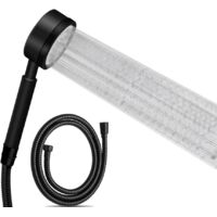 High Pressure Shower Head with 1.5m Hose, 304 Stainless Steel Water Saving Shower Head Easy Installation and Cleaning - Black