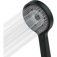 Shower head hand shower large 130 mm Hand shower head with 3 spray modes removable shower premium shower set Massage spa (black)