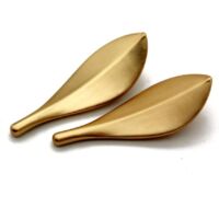 Set of 2 Gold Leaf Cabinet Door Handles - Elegant Art Deco Style