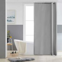Small Gray Shower Curtain Washable Waterproof Fabric with 8 Hooks Mildew Proof Polyester Textile Shower Curtain 120x180cm for Bathroom