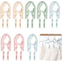 CCYKXAA 8 Pièces Cintre Pliant (avec Pince) Cintres Pliable Voyage Cintres de Voyage Pliable et Portable Cintre Bebe Cintres Port