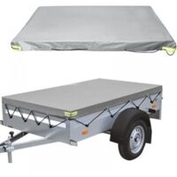 Bâche plate pour remorque - 214x122x10cm - 420 D - Étanche à la poussière - Pour remorque de 750 kg - Gris
