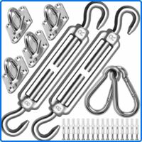Kit de fixation de voile d'ombrage M8 très résistant, kit de fixation pour auvent en acier inoxydable 304 pour triangle et carré, kit d'accessoires (M8)