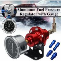 Regolatore di pressione del carburante universale regolabile in alluminio rosso con kit manometro (rosso, rosso)