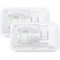 12 V plafonnier LED RV 280 lm, lampe de toit éclairage intérieur pour remorque, camping-car avec interrupteur (Lot de 2)