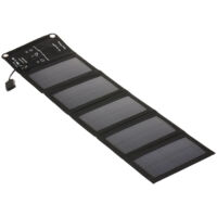 Caricabatterie solare portatile con porta USB pieghevole, 5 pannelli solari, campeggio, escursionismo, viaggio, caricabatterie solare compatto per telefono