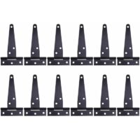 12 cerniere a T laccate nere da 4 pollici, cerniere a T per impieghi gravosi, cerniere per porte in legno, cerniere per porte in ferro e metallo antiruggine con viti per porte da fienile, 100 mm