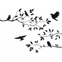 Stickers muraux amovibles en vinyle Motif branches d'arbre Noir 60 x 35 cm