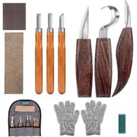 -10 utensili per intaglio del legno, kit per intaglio del legno con 3 scalpelli per legno, 3 coltelli per intaglio del legno, set di coltelli per intaglio, utensili professionali per intaglio del legn
