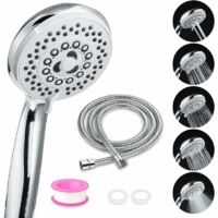 Soffione doccia e flessibile, soffione doccia anticalcare, accessori universali, 5 modalità, alta pressione, risparmio idrico, doccia da bagno in ABS + acciaio inossidabile